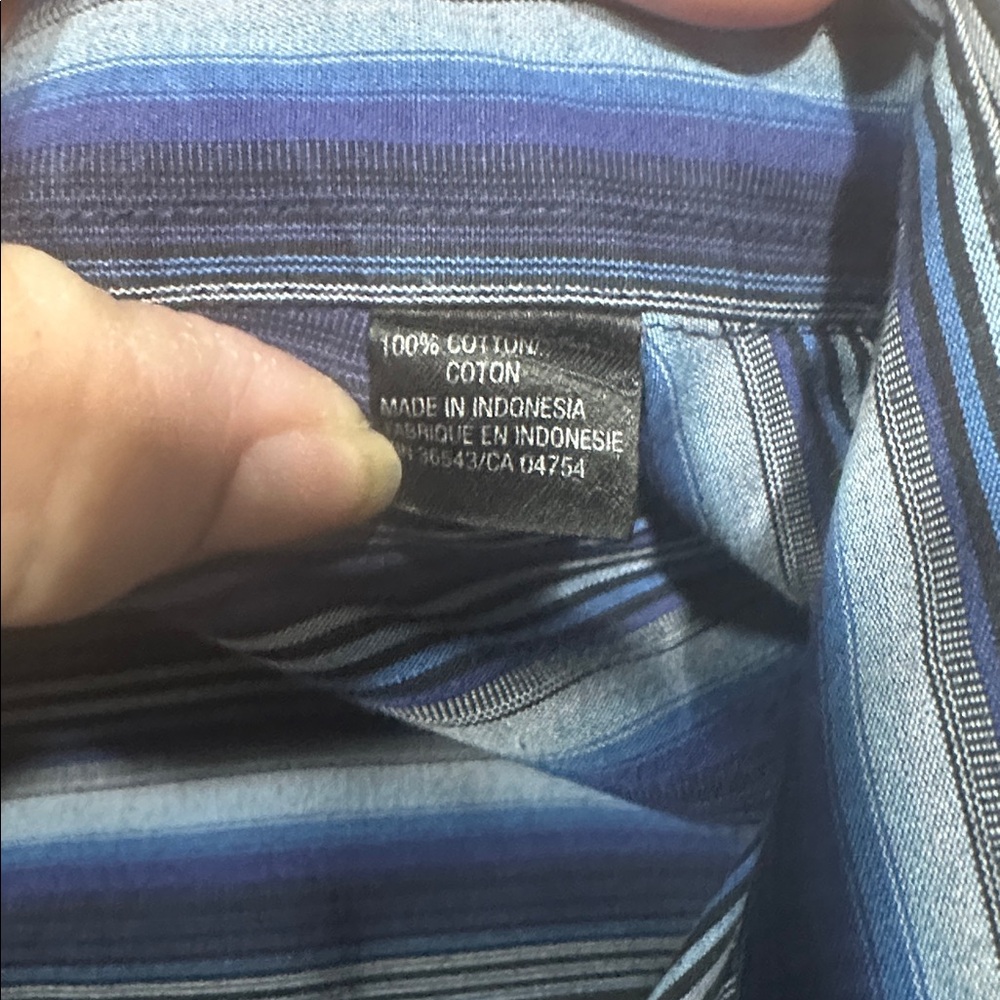 Kenneth Cole Men Navy Blue Black Striped Button Down Luxury Shirt Size 34-35 / M - Picture 8 of 8